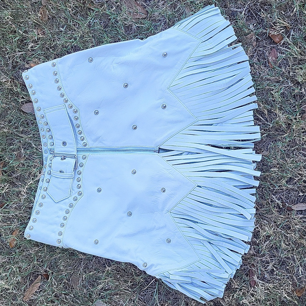 Studded White leather skirt
